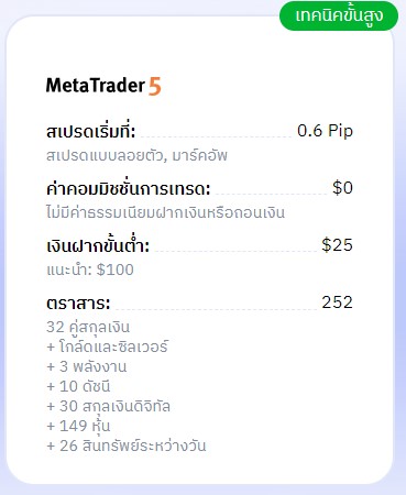 3ประเภทบัญชี mt5 ของ Octafx